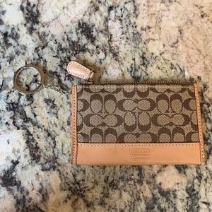Vintage Coach Leather & fabric ID holder keychain